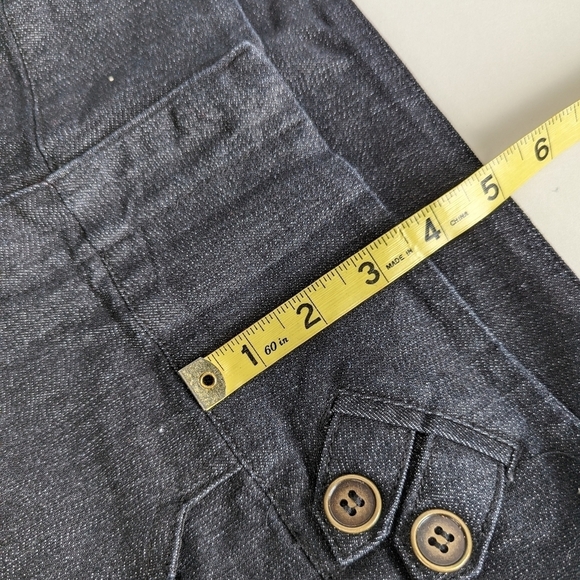 Miss Demeanor Button Cuffed Dark Wash Denim Stretchy Mid Rise Jean Shorts- sz 16 - Picture 10 of 12
